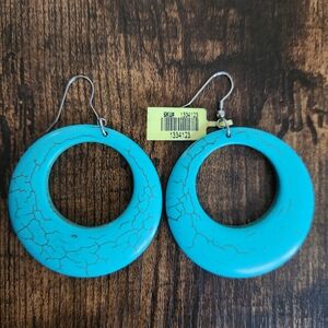 Turquoise Stone Hoop Earrings